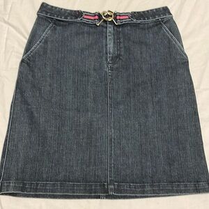Talbots Y2K Womens knee length Button Front Denim Skirt Size 12 Cotton Poly
